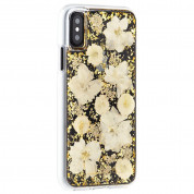 CaseMate Karat Petals Case - дизайнерски кейс с истински цветя и с висока защита за iPhone XS, iPhone X (златист)