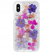 CaseMate Karat Petals Case - дизайнерски кейс с истински цветя и с висока защита за iPhone XS, iPhone X (лилав)