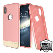 Prodigee Fit Pro Case - хибриден слайдер кейс за iPhone XS, iPhone X (розов-златист)