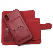 Prodigee Wallegee Case - кожен калъф, тип портфейл с отделящ се кейс и поставка за iPhone XS, iPhone X (червен) 1