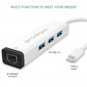 Prodigee USB-C to USB-A Hub & Ethernet 1