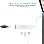 Prodigee USB-C to USB-A Hub & Ethernet - USB хъб с 3 USB изхода и Ethernet порт за устройства с USB-C 2