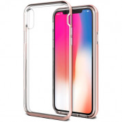 Verus Crystal Bumper Case - хибриден удароустойчив кейс за iPhone XS, iPhone X (розов-прозрачен)