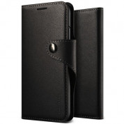 Verus Daily Diary Case - кожен калъф, тип портфейл за iPhone XS, iPhone X (черен)