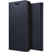 Verus Genuine Leather Diary Case - кожен калъф (естествена кожа), тип портфейл за iPhone XS, iPhone X (тъмносин)