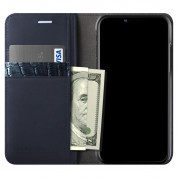 Verus Genuine Leather Diary Case - кожен калъф (естествена кожа), тип портфейл за iPhone XS, iPhone X (тъмносин) 1