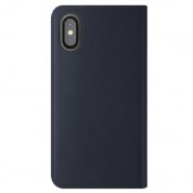 Verus Genuine Leather Diary Case - кожен калъф (естествена кожа), тип портфейл за iPhone XS, iPhone X (тъмносин) 3