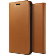 Verus Genuine Leather Diary Case - кожен калъф (естествена кожа), тип портфейл за iPhone XS, iPhone X (тъмнокафяв)