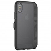 Tech21 Evo Wallet Case - кожен флип калъф с висока защита за iPhone XS, iPhone X (черен)