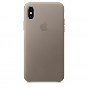 Apple iPhone Leather Case - оригинален кожен кейс (естествена кожа) за iPhone X (кафяв)