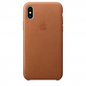 Apple iPhone Leather Case - оригинален кожен кейс (естествена кожа) за iPhone X (светлокафяв)