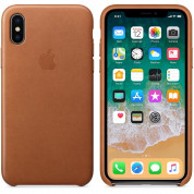 Apple iPhone Leather Case - оригинален кожен кейс (естествена кожа) за iPhone X (светлокафяв) 2