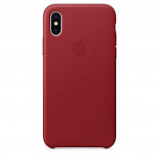 Apple iPhone Leather Case - оригинален кожен кейс (естествена кожа) за iPhone X (червен)