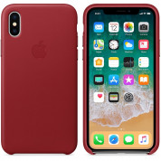 Apple iPhone Leather Case - оригинален кожен кейс (естествена кожа) за iPhone X (червен) 1