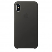 Apple iPhone Leather Case - оригинален кожен кейс (естествена кожа) за iPhone X (сив)