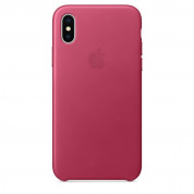 Apple iPhone Leather Case - оригинален кожен кейс (естествена кожа) за iPhone X, iPhone XS (розов)
