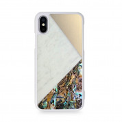 Torrii Puzzle Case - хибриден (поликарбонат, алуминий, мрамор и перли) кейс за iPhone XS, iPhone X (бял)