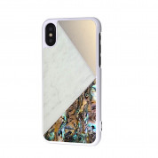Torrii Puzzle Case - хибриден (поликарбонат, алуминий, мрамор и перли) кейс за iPhone XS, iPhone X (бял) 3