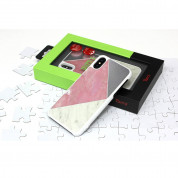 Torrii Puzzle Case - хибриден (поликарбонат, алуминий, мрамор и перли) кейс за iPhone XS, iPhone X (бял) 4