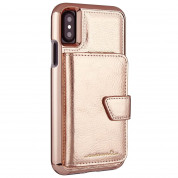 CaseMate Compact Mirror Case - кожен калъф, тип портфейл за iPhone XS, iPhone X (розово злато) 4