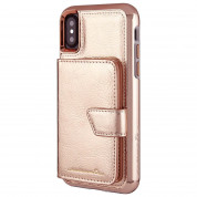 CaseMate Compact Mirror Case - кожен калъф, тип портфейл за iPhone XS, iPhone X (розово злато) 3
