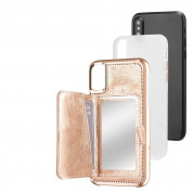 CaseMate Compact Mirror Case - кожен калъф, тип портфейл за iPhone XS, iPhone X (розово злато) 1