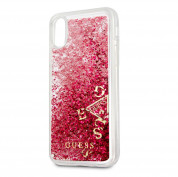 Guess Glitter Hard Case - дизайнерски кейс с висока защита за Apple iPhone XS, iPhone X (розов)