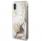 Guess Glitter Palm Spring Hard Case - дизайнерски кейс с висока защита за Apple iPhone XS, iPhone X (златист-прозрачен) 1