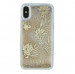 Guess Glitter Palm Spring Hard Case - дизайнерски кейс с висока защита за Apple iPhone XS, iPhone X (златист-прозрачен) 4