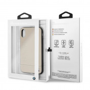 BMW Signature Logo Leather Hard Case - кожен кейс (естествена кожа) за iPhone XS, iPhone X (бежов) 4