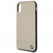 BMW Signature Logo Leather Hard Case - кожен кейс (естествена кожа) за iPhone XS, iPhone X (бежов) 3