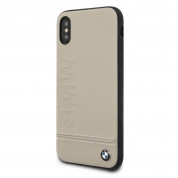 BMW Signature Logo Leather Hard Case for iPhone XS, iPhone X (taupe) 2