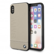 BMW Signature Logo Leather Hard Case for iPhone XS, iPhone X (taupe)