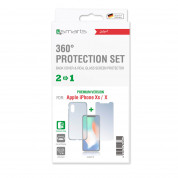 4smarts 360° Premium Protection Set - тънък силиконов кейс и стъклено защитно покритие с извити ръбове за дисплея на iPhone XS, iPhone X (прозрачен) 3