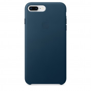 Apple iPhone Leather Case - оригинален кожен кейс (естествена кожа) за iPhone 8 Plus, iPhone 7 Plus (космическо синьо)