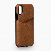 Sena Bence Lugano Wallet Leather Case - кожен (естествена кожа) кейс с джоб за кредитна карта за iPhone XS, iPhone X (кафяв)