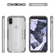 Ghostek Cloak 3 Case - хибриден удароустойчив кейс за iPhone XS, iPhone X (прозрачен-сребрист) 6