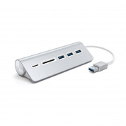 Satechi Aluminum USB 3.0 Hub & Card Reader - алуминиев 3-портов USB 3.0 хъб с четец за карти за компютри и лаптопи  1