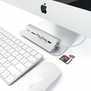 Satechi Aluminum USB 3.0 Hub & Card Reader - алуминиев 3-портов USB 3.0 хъб с четец за карти за компютри и лаптопи  3