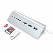 Satechi Aluminum USB 3.0 Hub & Card Reader - алуминиев 3-портов USB 3.0 хъб с четец за карти за компютри и лаптопи 