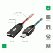 4smarts FerrumCord Type-C Stainless Steel Data Cable - USB-C кабел с оплетка от неръждаема стомана (100 см) (хамелеон) 1