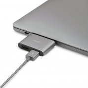 Moshi USB-C to Dual USB-A Adapter - адаптер за свързване от USB-C към 2 x USB-A (тъмносив) 5