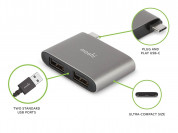 Moshi USB-C to Dual USB-A Adapter - адаптер за свързване от USB-C към 2 x USB-A (тъмносив) 2