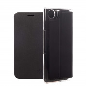 Honju DarkBook Folio Case - кожен калъф с поставка и отделение за кр. карта за Blackberry KEYone (черен)