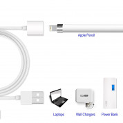 TechMatte Apple Pencil Cable (90см.) - зареждащ кабел (USB към женски Lightning) за Apple Pencil (бял) 2