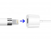 TechMatte Apple Pencil Cable (90см.) - зареждащ кабел (USB към женски Lightning) за Apple Pencil (бял) 5