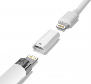 TechMatte Apple Pencil Lightning Cable Charging Adapter - Lightning адаптер (женски към женски Lightning) за зареждане на Apple Pencil (бял)