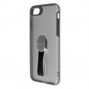 4smarts Clip-On Cover Loop-Guard - удароустойчив хибриден кейс с каишка за задържане за iPhone SE (2022), iPhone SE (2020), iPhone 8, iPhone 7 (черен-прозрачен)