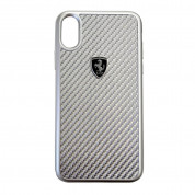 Ferrari Heritage Real Carbon Hard Case - Designer Carbon Case for iPhone XS, iPhone X (Silver)