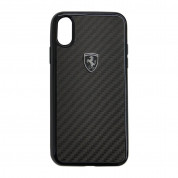 Ferrari Heritage Real Carbon Hard Case - дизайнерски карбонов кейс за iPhone XS, iPhone X (черен)